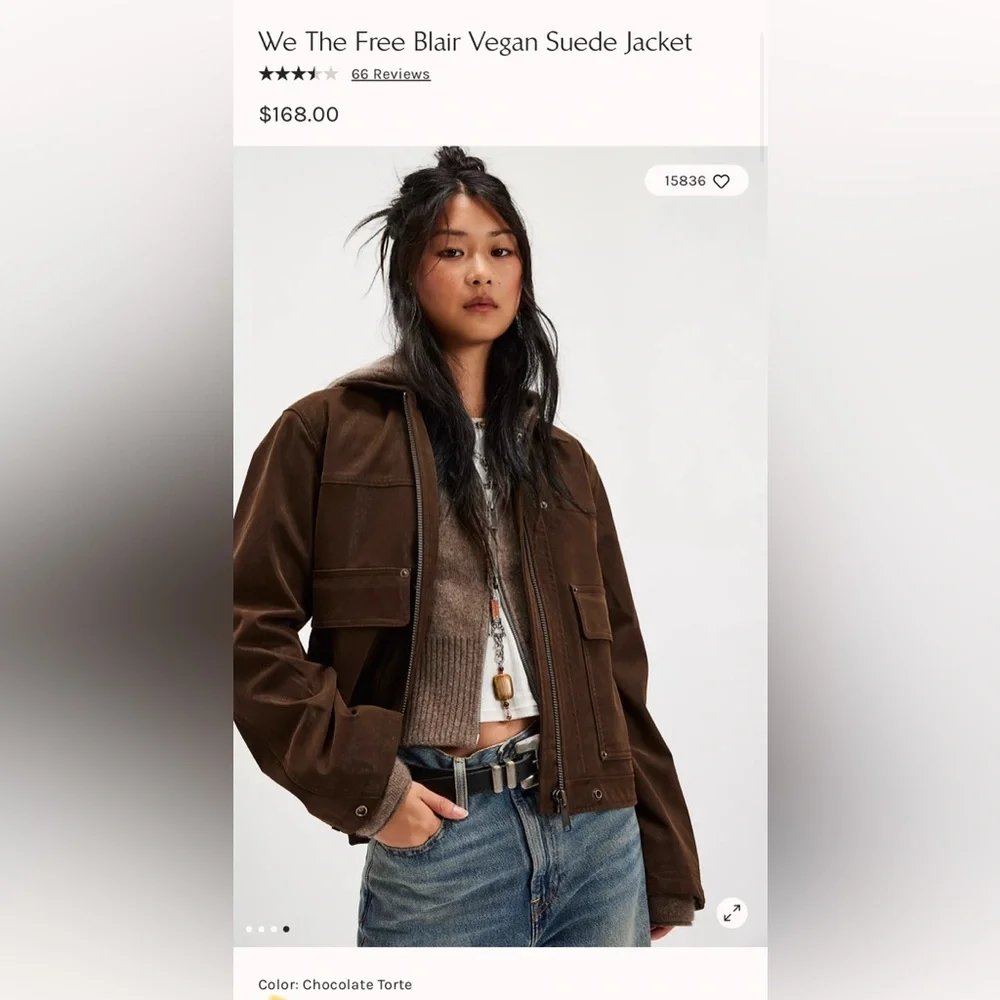 NWOT! Free People We The Free Blair Vegan Suede Jacket - Retails $168 - Picture 4 of 7